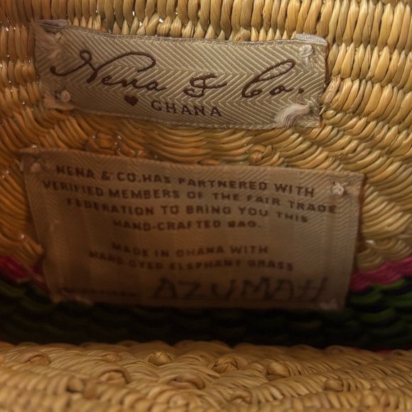 Nena & Co Ghana Hand Dyed Elephant Grass Crescent Straw Fair Trade Half Moon - Picture 5 of 7